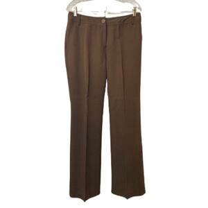 Emma James Brown Bootcut Mid Rise Waist Pressed Leg Trousers Slacks Pants